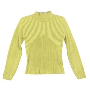 Women’s Lime Ribbed V-Neck Sweater